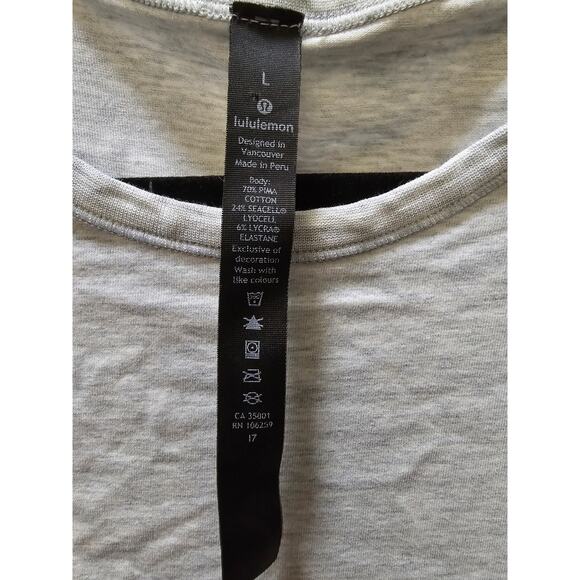 Lululemon light gray heathered crew neck short sleeve athletic shirt size large - Picture 2 of 6